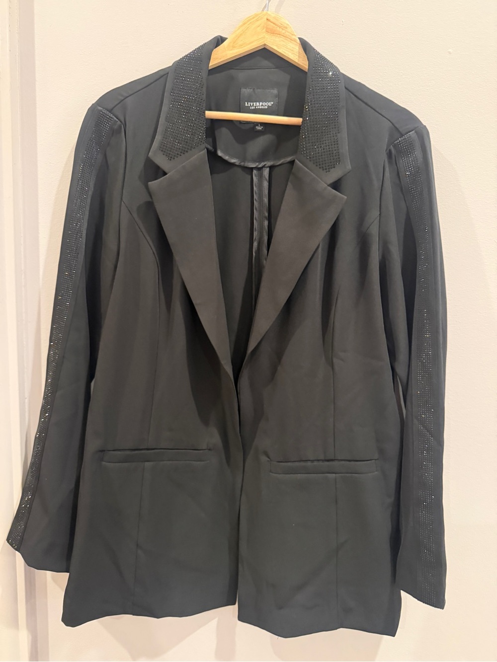 Liverpool Los Angeles Black Rhinestone Trim Blazer Jacket Size Large